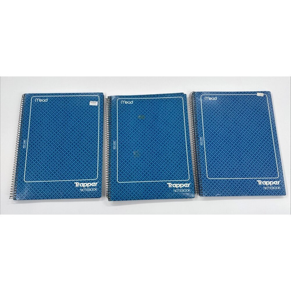 Vintage Mead TRAPPER Notebook Spiral with Planning Guide College Blue 80 Sheets